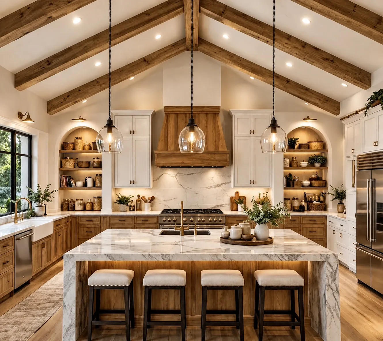 Beautiful New England home exterior with custom features