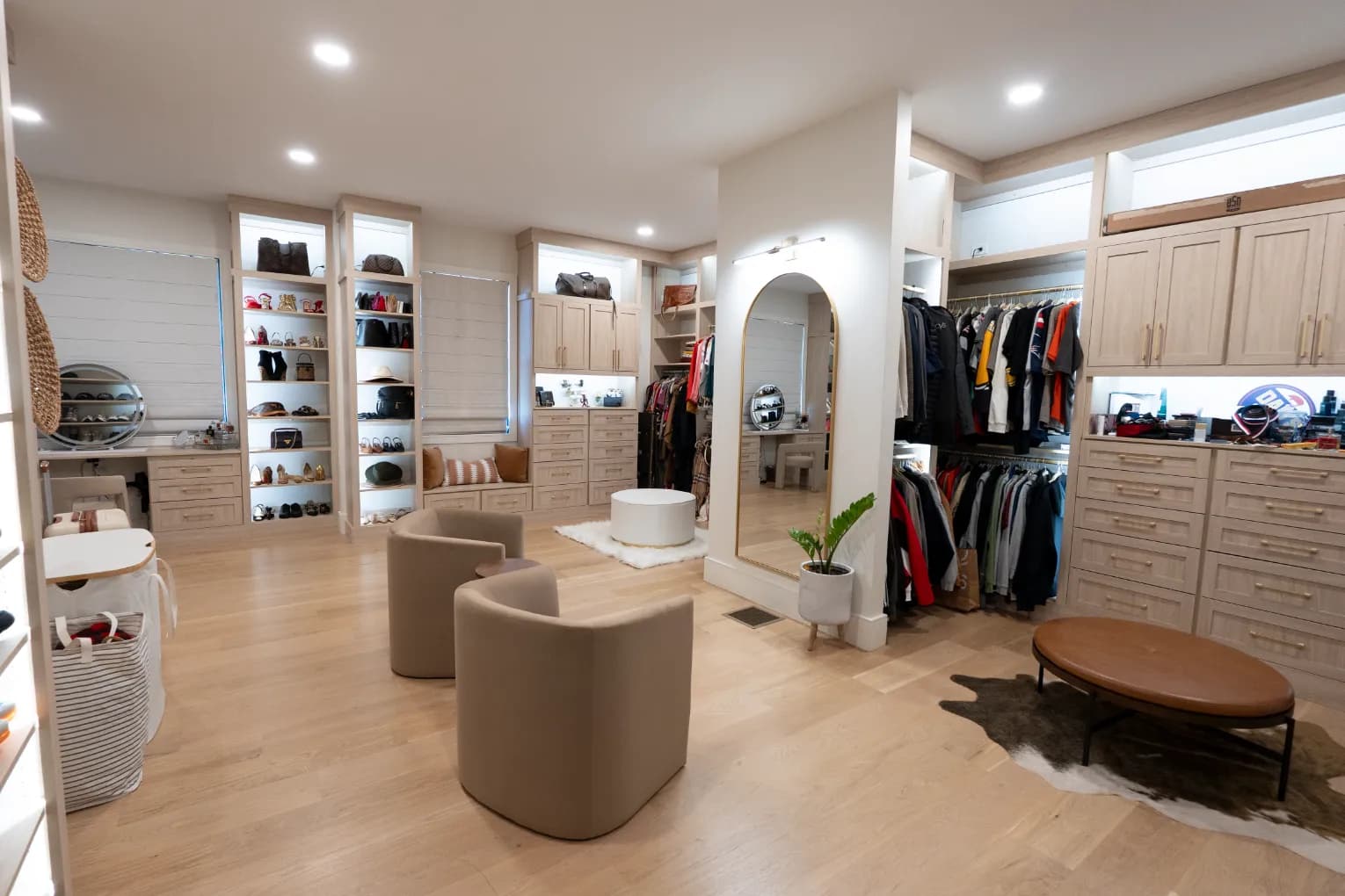 light neutral walk-in closet cabinetry