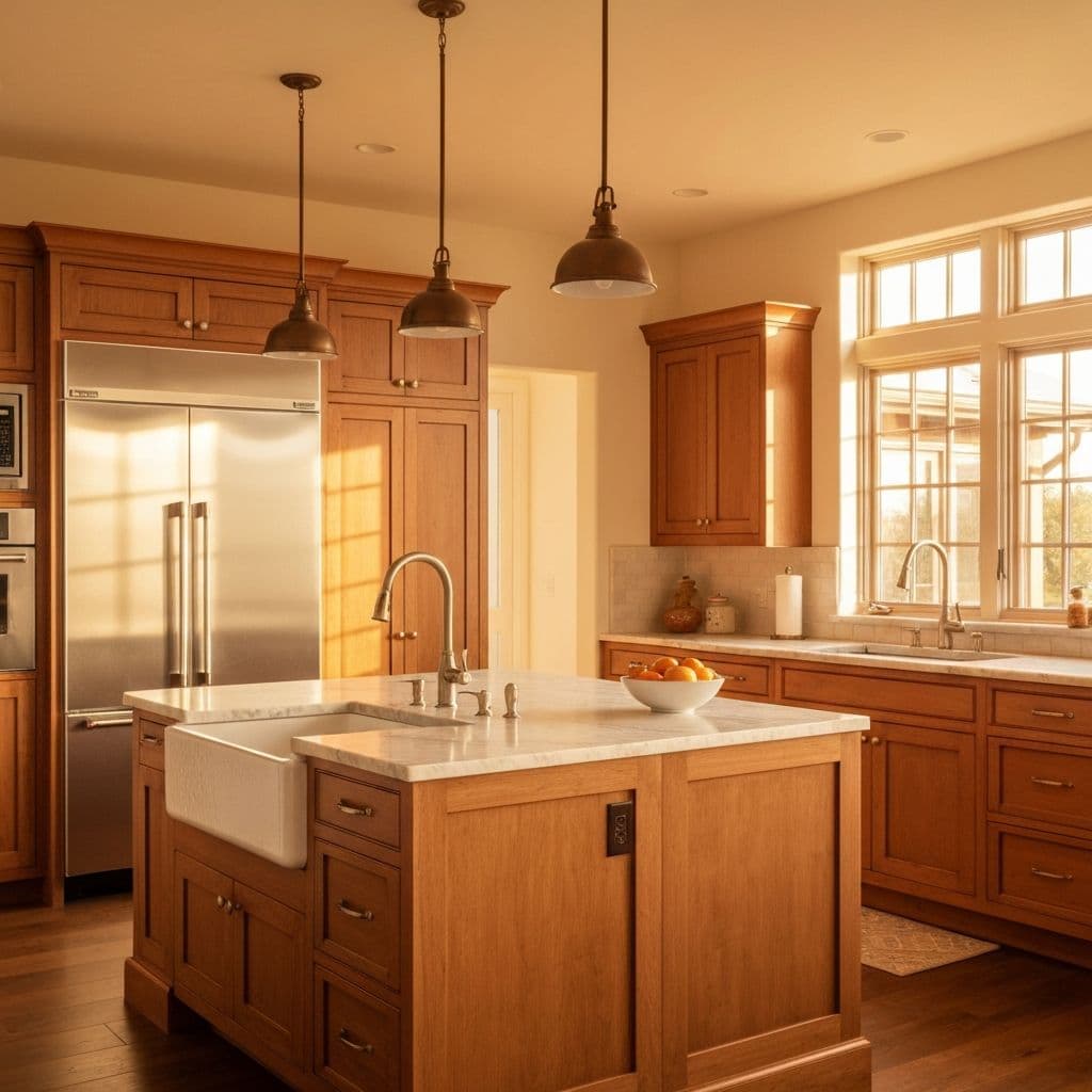 Warm wood tone kitchen showcase